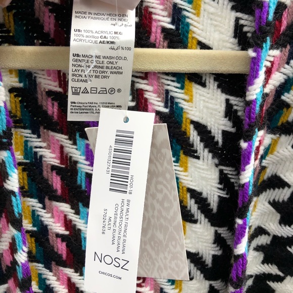 Chico’s Multi Fringe Ruana , Houndstooth Ruana - Picture 11 of 14